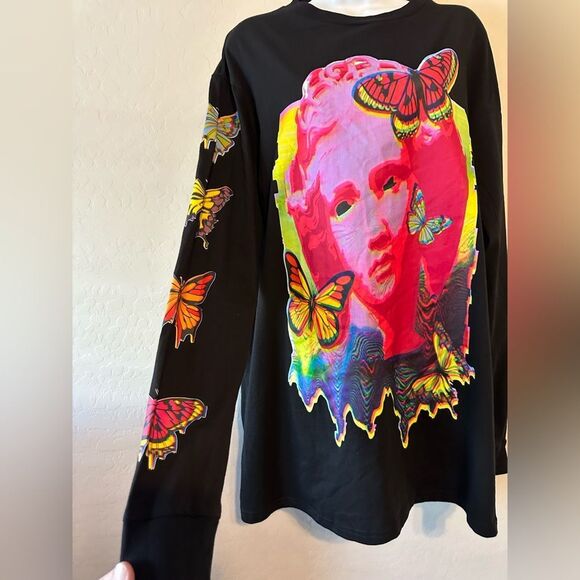 Dolls kill Current‎ mood ACID CANVAS LONG SLEEVE TEE butterfly size Large - Picture 3 of 8